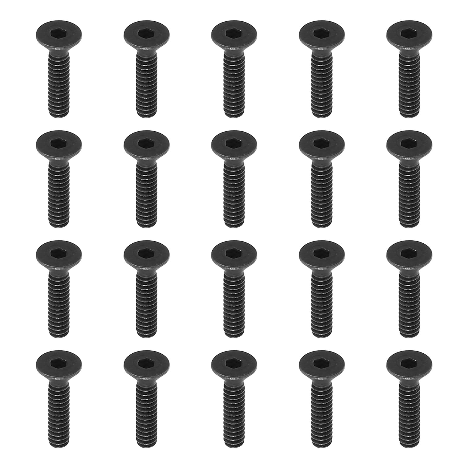 PATIKIL #4-40 x 1/2 Inch Flat Head Socket Cap Screws, 20 Pack Flat Countersunk Bolts Hex Socket Drive Machine Screws Full Thread Coarse Thread UNC Black Oxide Grade 10.9