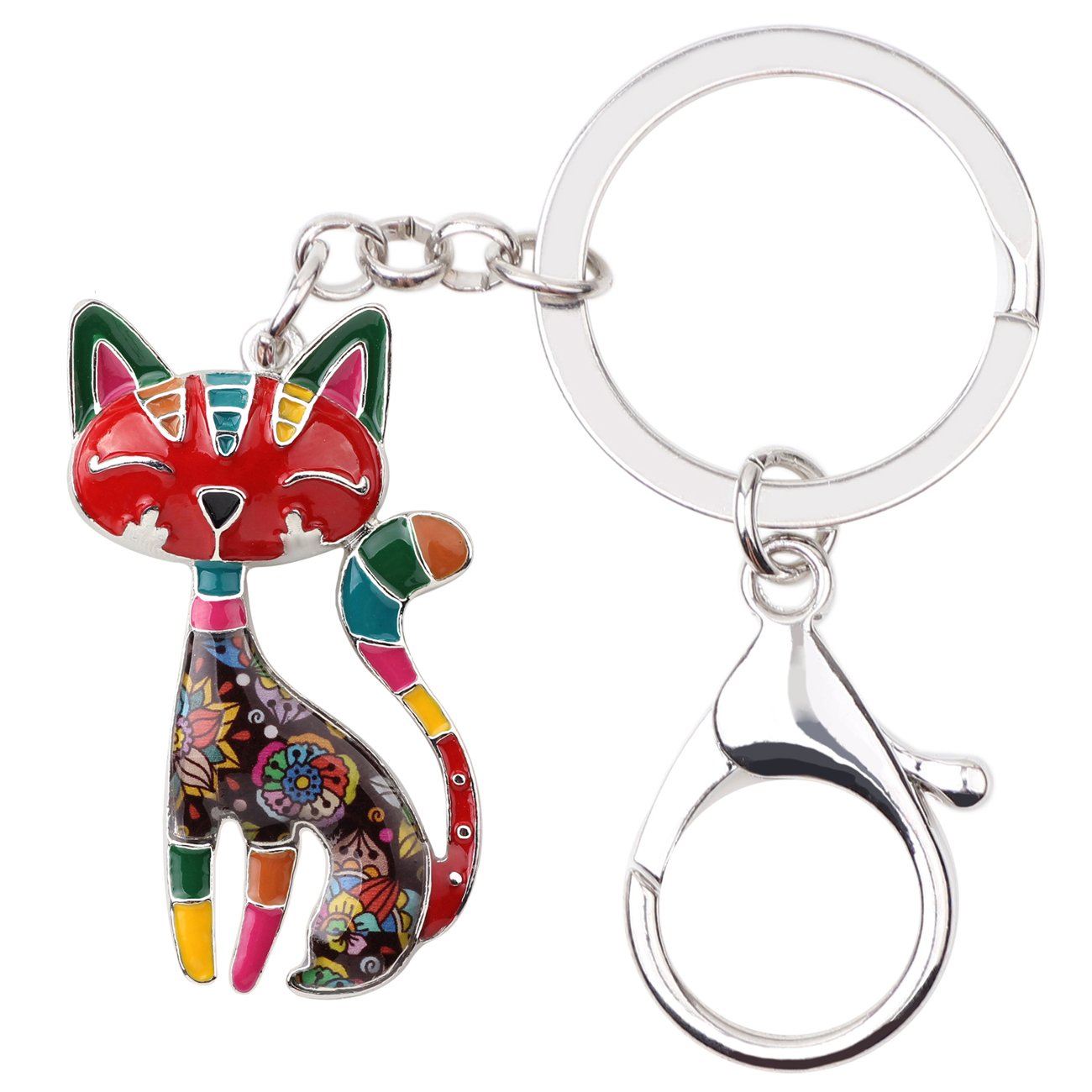 DUOWEI Cute Cat Keyring Cat Keychain Dainty Cat Gifts for Women Girls Bag Wallet Car Key Charms (Multicolor)