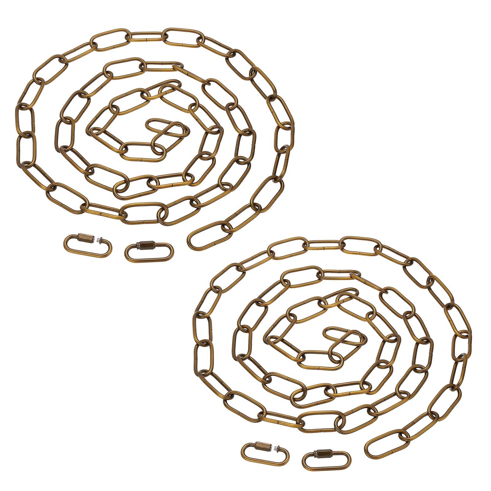 PATIKIL 6ft Lighting Hanging Chain, 2pcs Metal Looping Chain with Quick Link Screw Lock Connectors for Plant Pot Chandelier Pendant Light Fixture, Gold Bronze