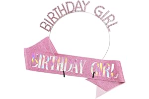 AOPRIE Pink Birthday Sash for Women Girls Happy Birthday Crown Tiara for Women Headband Princess Crown Accessories Decorations