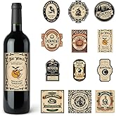 36 Pcs Halloween Wine Bottle Labels, Gothic Halloween Party Decorations Bottles Gifts for Women Men Tasting Party Supplies Potion Bottles Wine Bottle Stickers Labels