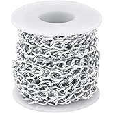 Pandahall 5M/5Yard Aluminum Curb Chain Link Silver Color Twisted Cross Necklace Finding Chains with Spool for Jewelry Making DIY Crafts Findings Supplies 10x6.5x1.8mm