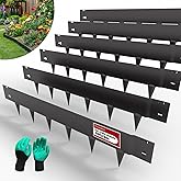 20ft. Galvanized Steel Landscape Edging (6-Pack) &ndash; 40" x 8" Metal Garden Border, Hammer-in Lawn Edging for Landscaping, Tree Rings, Yard &amp; Pathway &ndash; Black Steel Lawn Edge for Garden Design