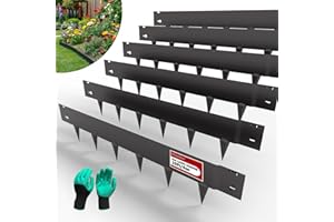STIRLINGEAR 20ft. Galvanized Steel Landscape Edging (6-Pack) – 40" x 8" Metal Garden Border, Hammer-in Lawn Edging for Landscaping, Tree Rings, Yard & Pathway – Black Steel Lawn Edge for Garden Design