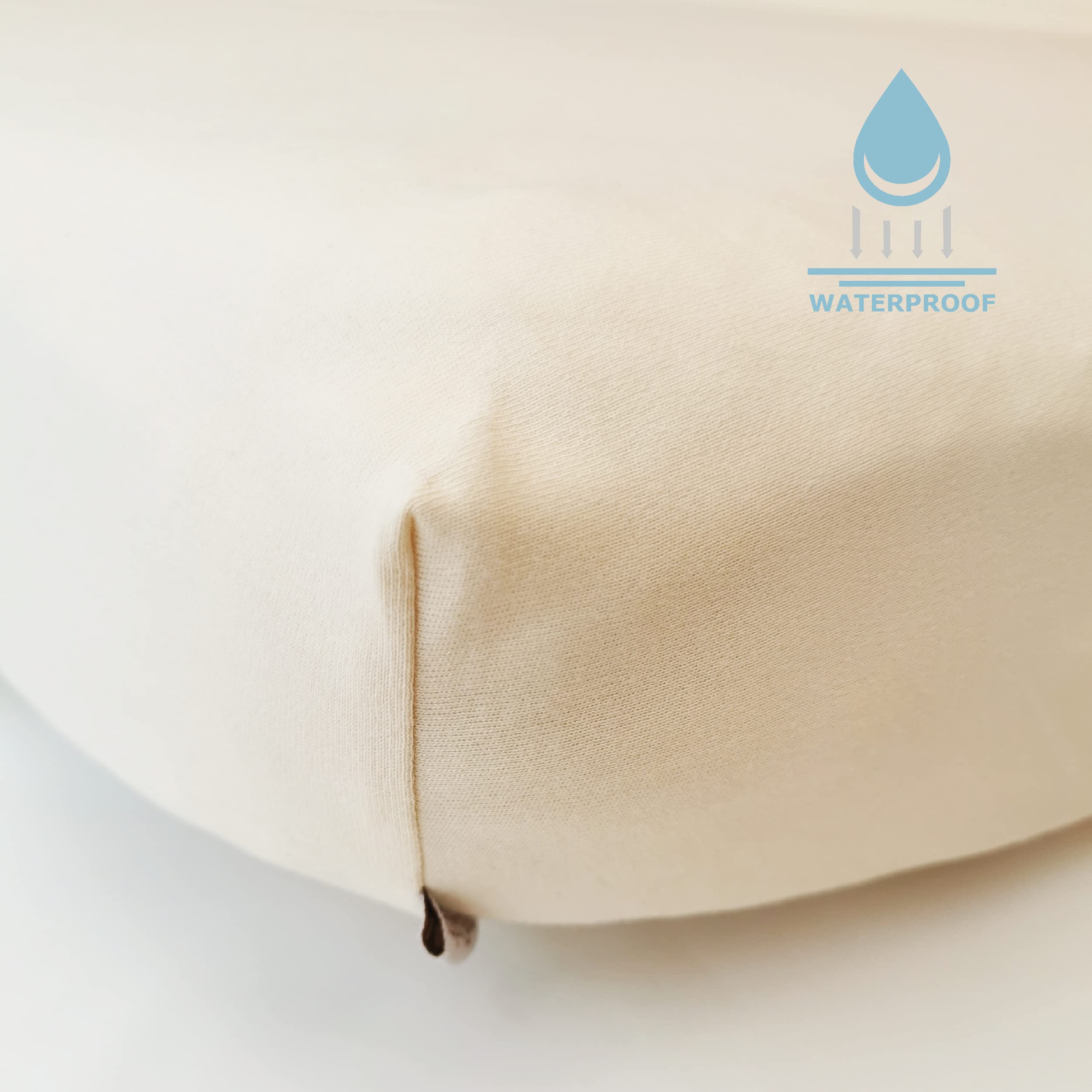 ÜneeQbaby Waterproof Mattress Protector Fully Fitted Bed Sheet – for Baby, Toddler and Child Organic Cotton Oeko-TEX Class I (70 x 140 cm, Beige)