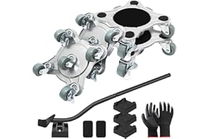 MAJHULLA 4 Pack 5 Wheels Large Furniture Movers,360° Rotation with Brake Holding 3747LB/1700KG & Lifter (4pcs Heightning Pads& 2Pcs Protective Pad& 2Pcs Gloves) Strong Stainless Steel Material Duty