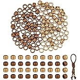 FINGERINSPIRE 120 Pack Gold Brass Barrel Paracord Beads 7x4.5mm 2 Colors Gold Rondelle Brass Spacer Beads Large Hole Metal Bead for Paracord Lanyards Keychain Crafts Bracelets Jewelry Making