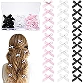 30 PCS Mini Bows for Hair, Pink White Black Mini Hair Bows for Girls Women, Cute Ribbon Bow Accessories
