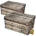 Livememory Decorative Storage Boxes with Lid and Handles, Memory Box Fabric Storage Bins for Storage Decorative. L15.7 x W11.8 x H7.9 In (Not Made of Wood, 2 Pack)