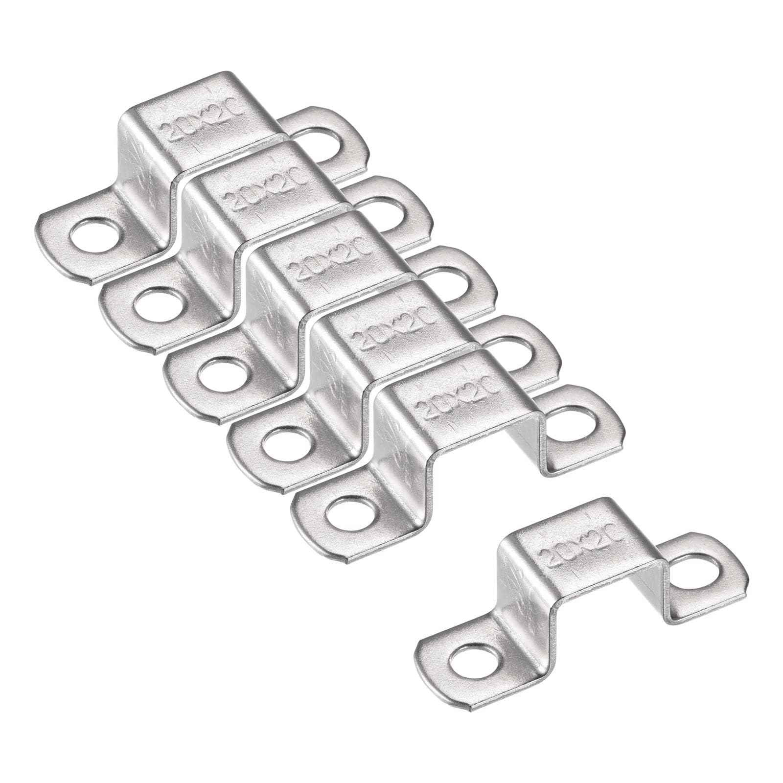 TA-VIGOR 6Pcs U Shaped Connector Bracket, 20mm x 20mm Stainless Steel Bracket Stainless Steel Pipe Clamp, Heavy Duty Conduit Clamps for Door Closed Bar Holder Strut, Pipe Tube Wire Fixing