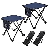 Opliy Camping Stool 2 Pack,13.5 Inch Portable Folding Stool for Outdoor Gardening and Beach Hiking Fishing,Foot Stool with Carry Bag (Blue)