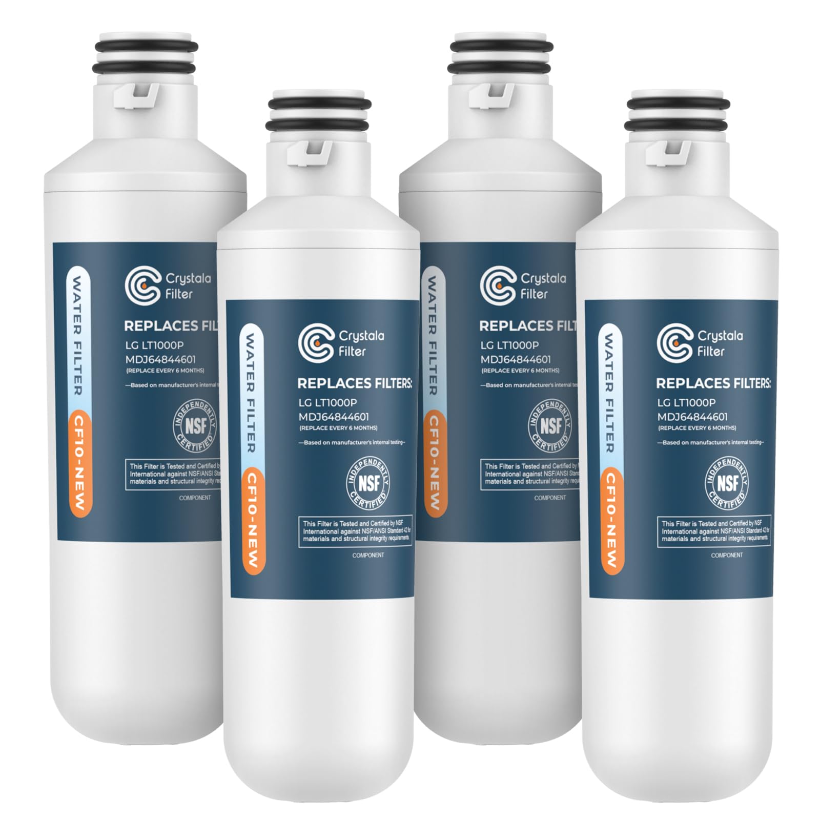 Photo 1 of Crystala Filters LT1000PC Refrigerator Water Filter, Water Filter ADQ747935 Compatible with LT1000PC, LT1000PC/PCS, LT-1000PC, MDJ64844601, ADQ747935, ADQ74793504 Water Filter (4 Pack)