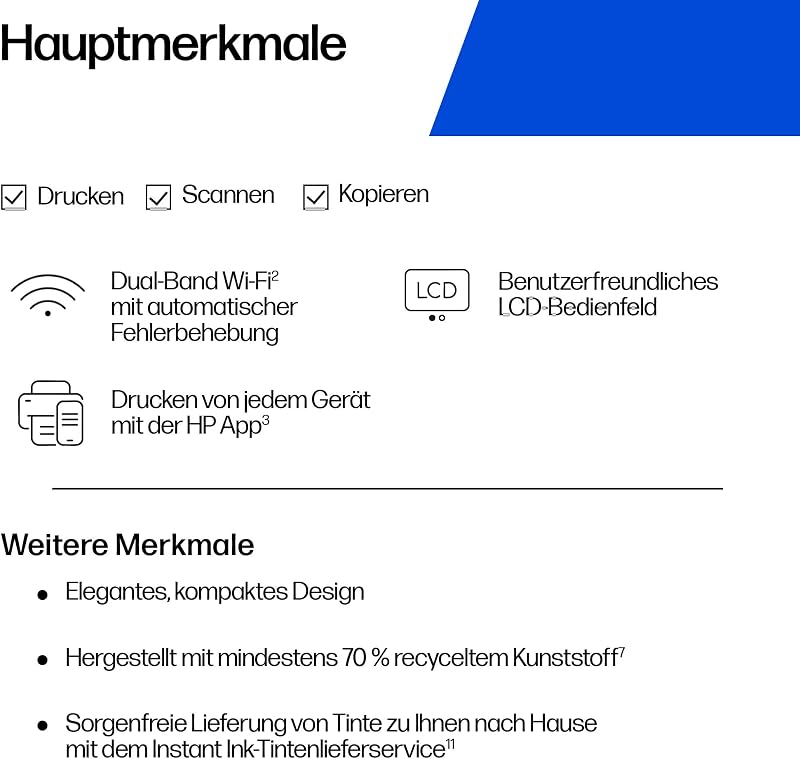 DeskJet 2920 Multifunktionsdrucker, 3 Monate gratis drucken Instant Ink inklusive, Drucker, Scanner, Kopierer, WLAN, USB 2.0, Tinte: 308/308e