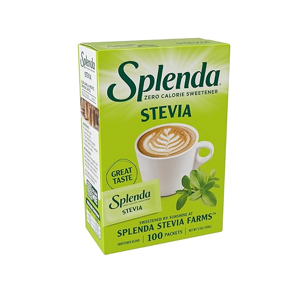 SPLENDA STEVIA ZERO CALORIE SWEETENER, SUGAR SUBSTITUTE PACKETS, 100 COUNT (PACK OF 1)