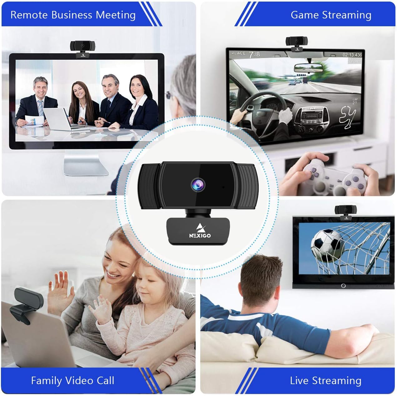 2020 AutoFocus 1080p Streaming Webcam with Stereo Microphone and Privacy Cover, NexiGo FHD USB Web Camera, for Online Class, Zoom Meeting Skype Facetime Teams, PC Mac Laptop Desktop: Electronics