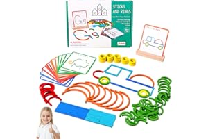 Montessori Smart Sticks,Montessori Smart Sticks for Toddlers,Wooden Stickss and Rings Puzzle Game,Quick Thinking Puzzle Block