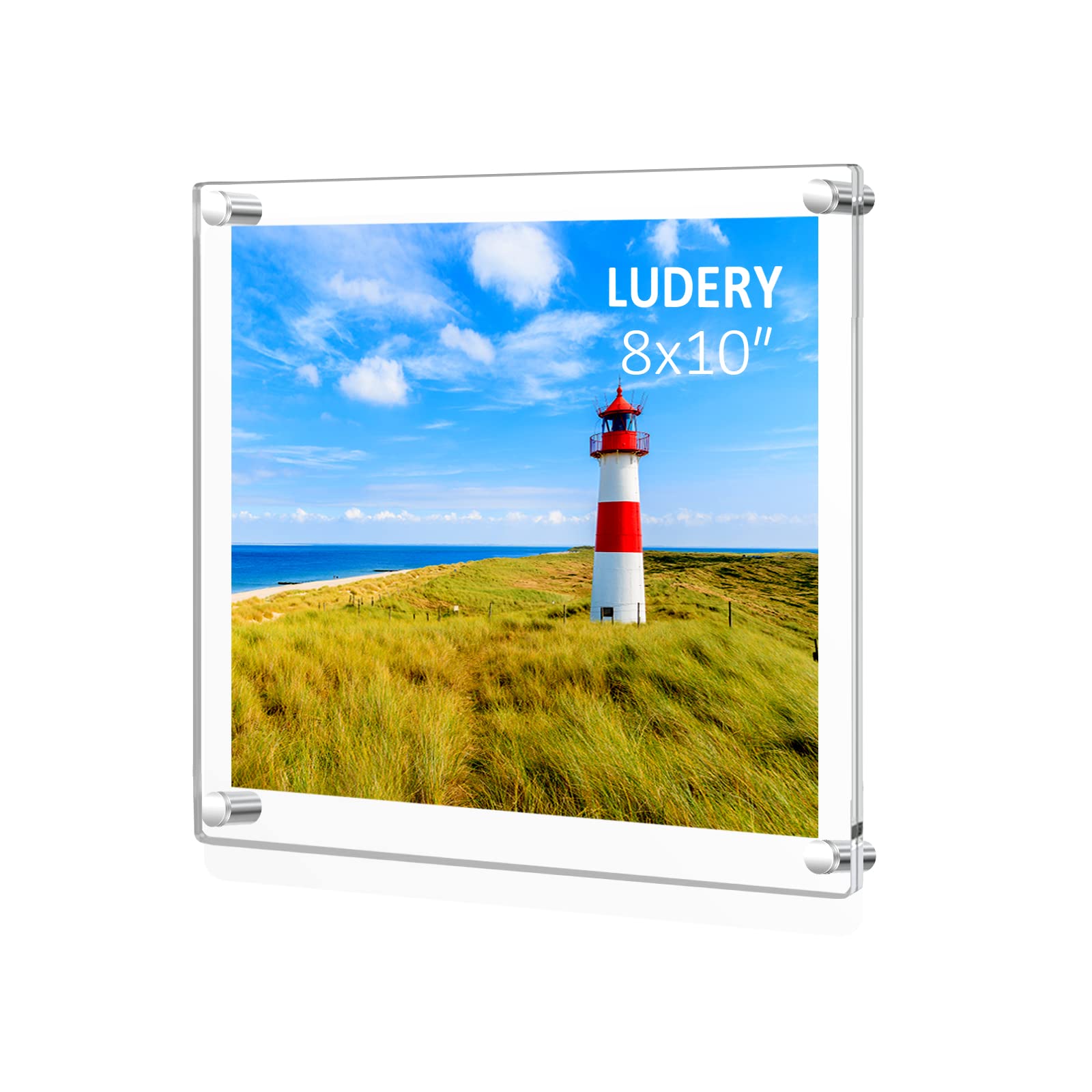 Photo 1 of Ludery 8x10 Clear Acrylic Wall Mount Floating Frameless Picture Frame,Clear Acrylic Photo Frame for Wall, Frameless Picture Frame Panel For Degree Certificat, artwork and family portraits