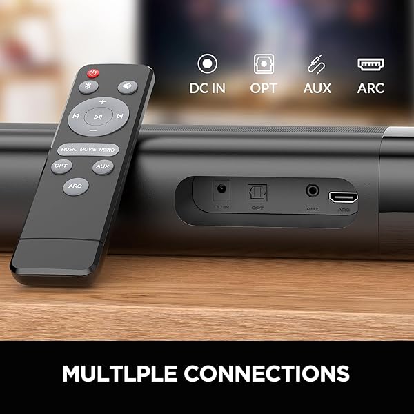 ASSISTRUST SOUND BAR FOR SMART TV, 60W SOUNDBAR WITH BLUETOOTH/ARC/OPT/AUX CONNECT, AUTO VOLUME BOOST, 3 EQUALIZER MODES, 2 IN 1 DETACHABLE SOUNDBAR FOR TV/PC/GAMING/PROJECTORS