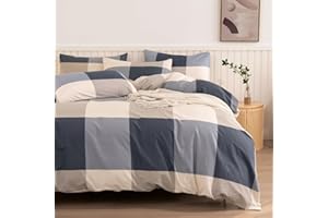 Jane yre Plaid Twin Duvet Cover, 100% Cotton 3 Pieces Buffalo Plaid Twin Bedding, Vintage Style Checkered Pattern Plaid Duvet Covers Twin, with Zipper Closure, Luxury Soft Breathable Comfy
