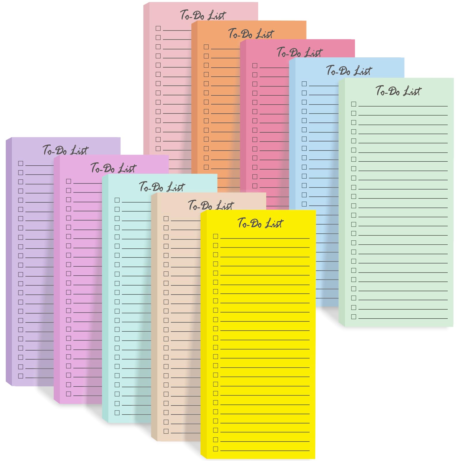 Photo 1 of 10 Pack 3.7'' x 8.5'' 500 Sheets Sticky Notes To Do List Sticky Notepad Lined Daily Checklist Notebook for Work Planning Memo Pad Weekly Reminder Planners