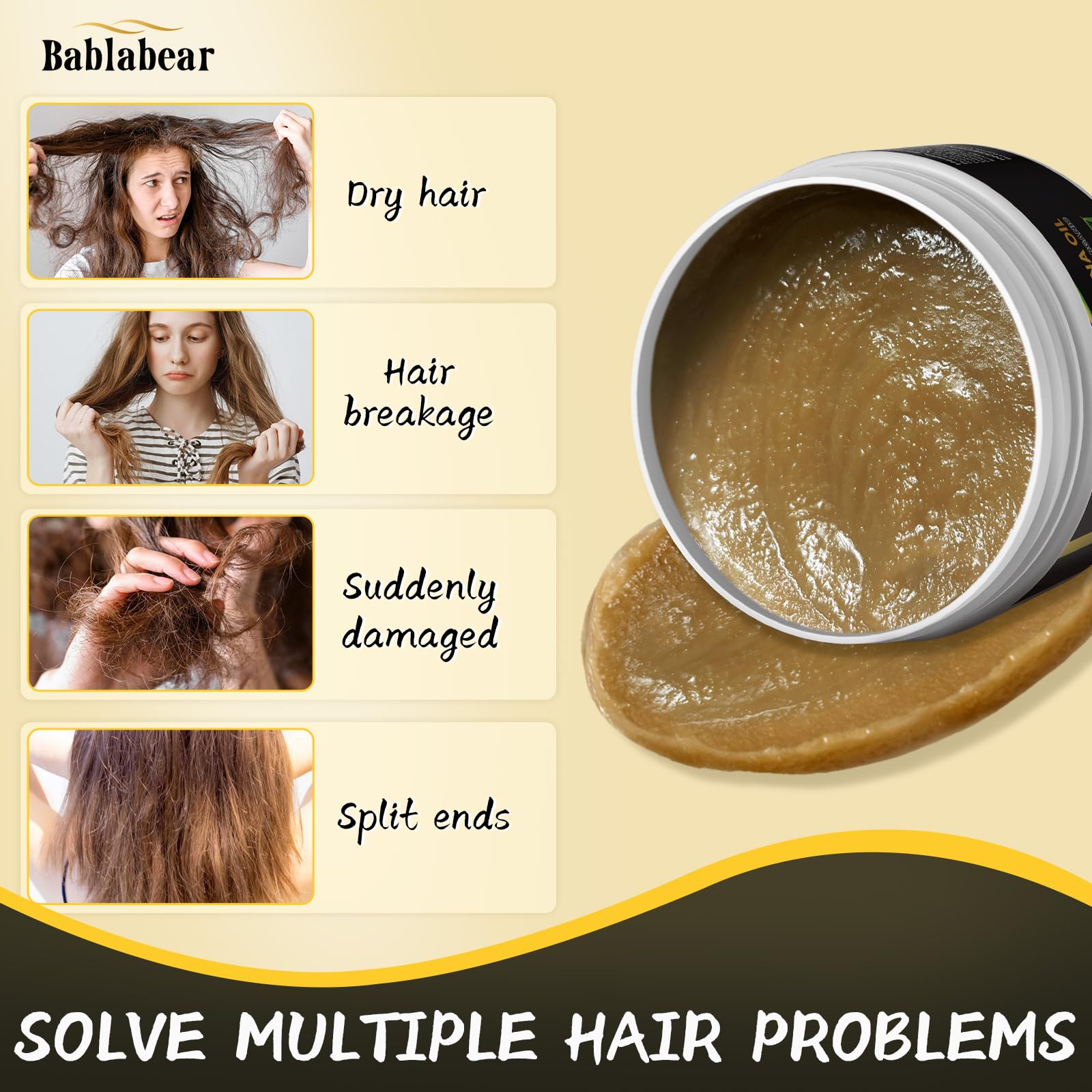 Batana Oil for Hair Growth,Natural Organic Hair Oil Repairs Damaged Hair,Enhances Hair Thickness,Eliminates Split Ends,Prevents Loss for Men & Women.