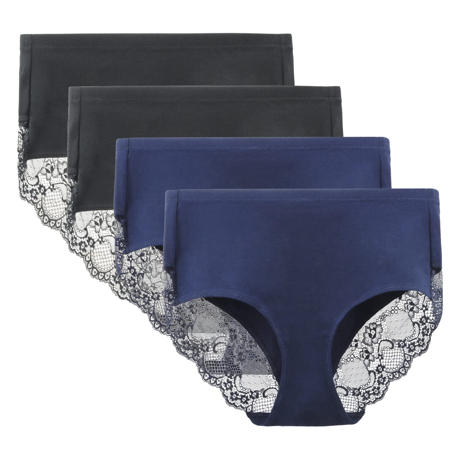 LIQQY Women's 4 Pack Combed Cotton Breathable High
