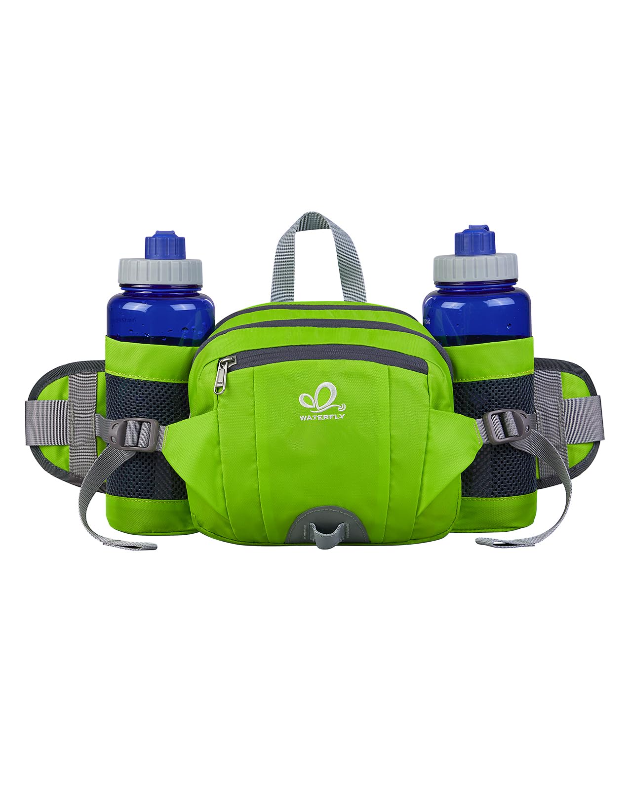 Waterfly Hiking Waist Pack Bum Bag Waist Bag with Bottle Holder Running Bag for Camping Climbing Travel Cycling and Dog Walking (Light Green)