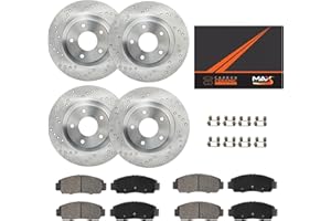 Max Advanced Brakes Front & Rear Brake Kit Compatible With 2011-2021 Jeep Grand Cherokee 12.99" Diameter Frt Rotor Replacement Cross Drilled Disc Brake Rotors and Ceramic Brake Pads