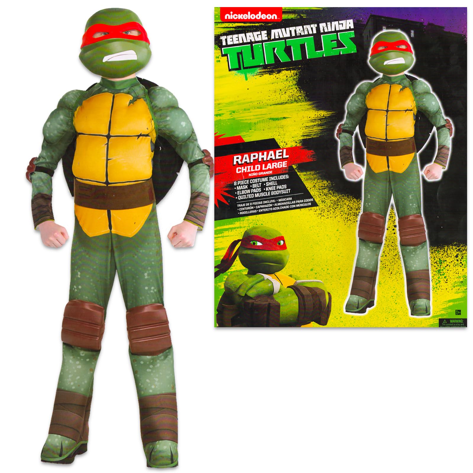 Photo 1 of **************MISSING THE MASK*************
Teenage Mutant Ninja Turtles Costumes for Boys - TMNT Halloween Costume for Kids with Muscle Bodysuit, Mask, Shell, More (Raphael, 12-14)