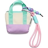 WOZEAH Dopamine Mini Backpack Keychain for Women,Small Change Pouch Coin Purse Zipper with Key Headset Bag(Purple Beige)