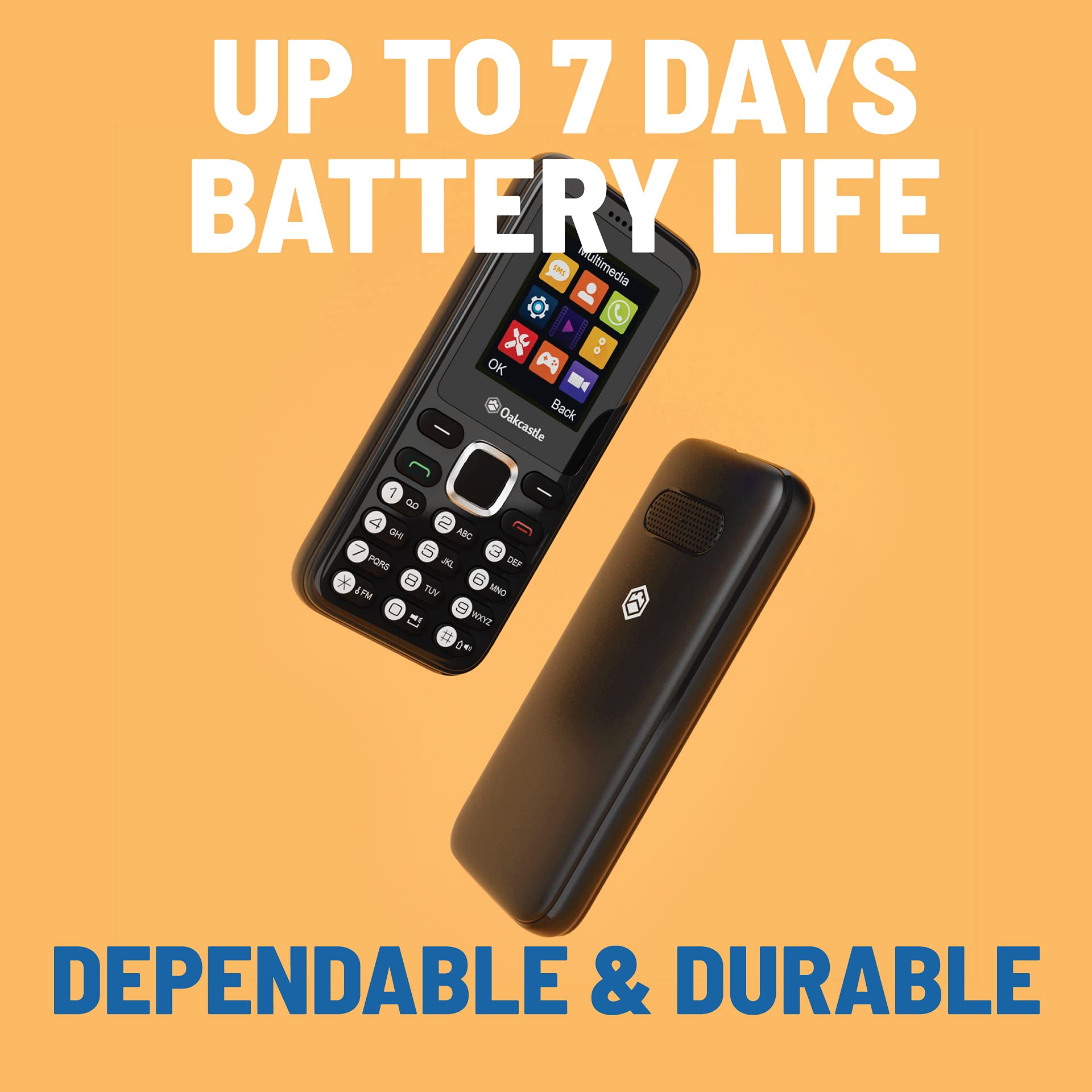Oakcastle F100 | Handy Günstig mit Dual-SIM & Micro SD | Bluetooth & 7 Tage Akkulaufzeit baustellenhandy | Medien & Spiele | Seniorenhandy ohne vertrag | Prepaid Tastenhandy
