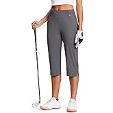 ISEEGZ 15"/18"/21"/27" Capri Pants for Women High Waist Stretch Women's Golf Capris for Summer with Pockets Work Casual