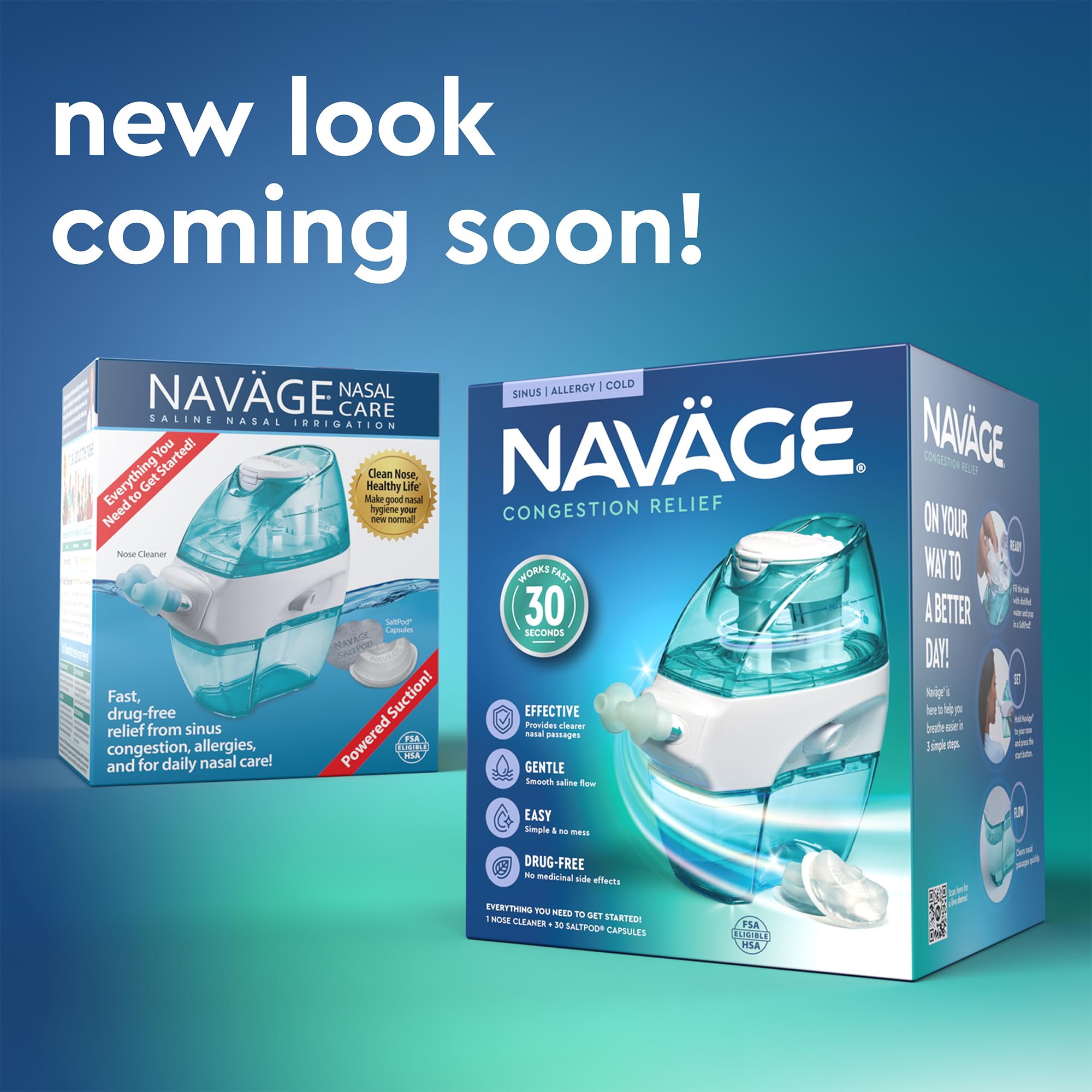 Navage Multi-User Bundle - Navage Irrigation System - Saline Nasal Rinse Kit with 1 Nose Cleaner, 30 Salt Pods, and Extra Nasal Dock and Pair of Nose Pillows