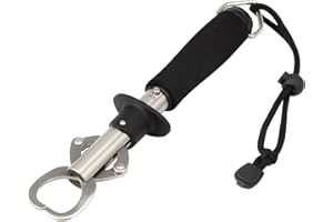Crazy Shark Portable Stainless Steel Fish Lip Grabber Gripper Grip Tool Fish Holder Tackle EVA Handle 40lbs (Silver)