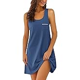 Ekouaer Nightgowns for Women Cotton Night Gown Tank Sleeveless Sleepshirt Racerback Nightdress Chemise Sleepwear S-XXXL