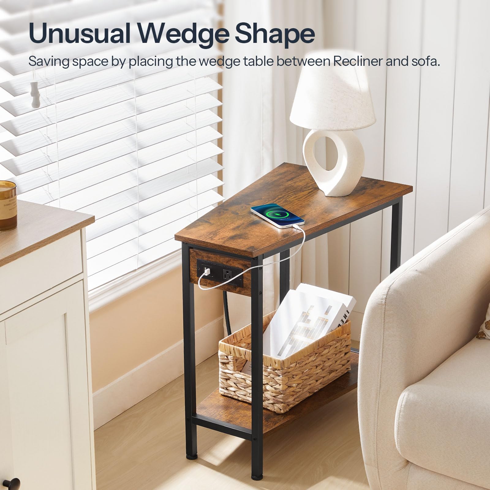 Mua HOOBRO Wedge End Table with Charging Station, Recliner Wedge Side ...