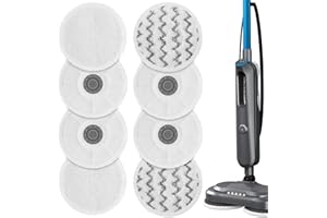 PIGUOAT 8 Pack 3897A Replacement Pads Fit for Bissell 3897A SpinWave SmartSteam Scrubbing Steam Mop Cleaner 3712W(4 Scrub and 4 Soft)