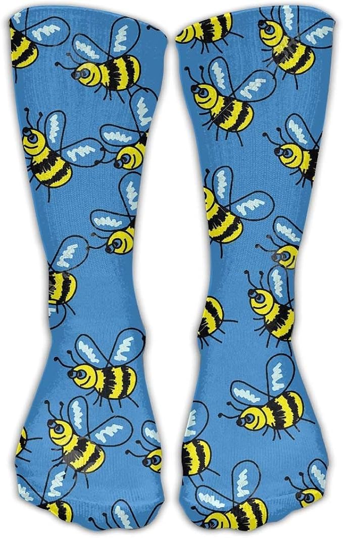 shenguang Unisex Tube Socks Crew Bumble Bee Over Calf Comfort Stockings