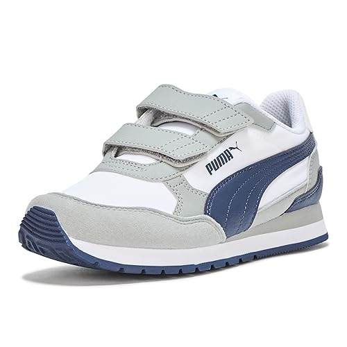 PUMA Kids ST Runner Hook and Loop Sneaker, Gray Echo Navy, 4 US Unisex Toddler