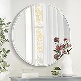 DUQIMO White Round Mirror 30 Inch, Circle Wall Mirrors for Bathroom, Bedroom Living Room or Entryway