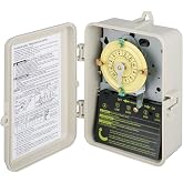 T104 Mechanical Pool Timer Switch, Weatherproof Plastic Enclosure, 208-277VAC 60Hz DPST, Indoor/Outdoor Install, for Pool Pump, Spa Equipment, Landscape Lighting, Outdoor Irrigation