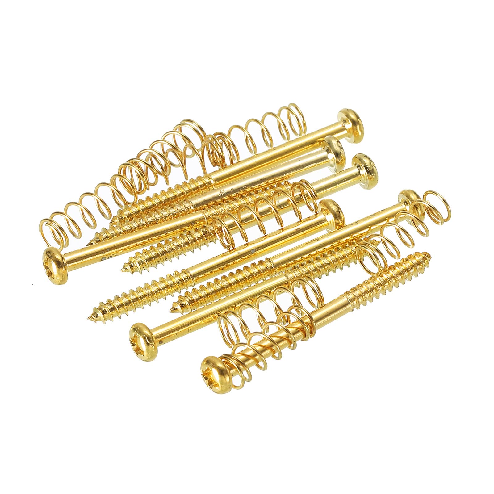 PATIKIL Bass Guitar Pickguard Mounting Screws with Spring M3x38mm Bass Pickup Ring Mounting Screws for Bass and Guitar Golden 8 Pack