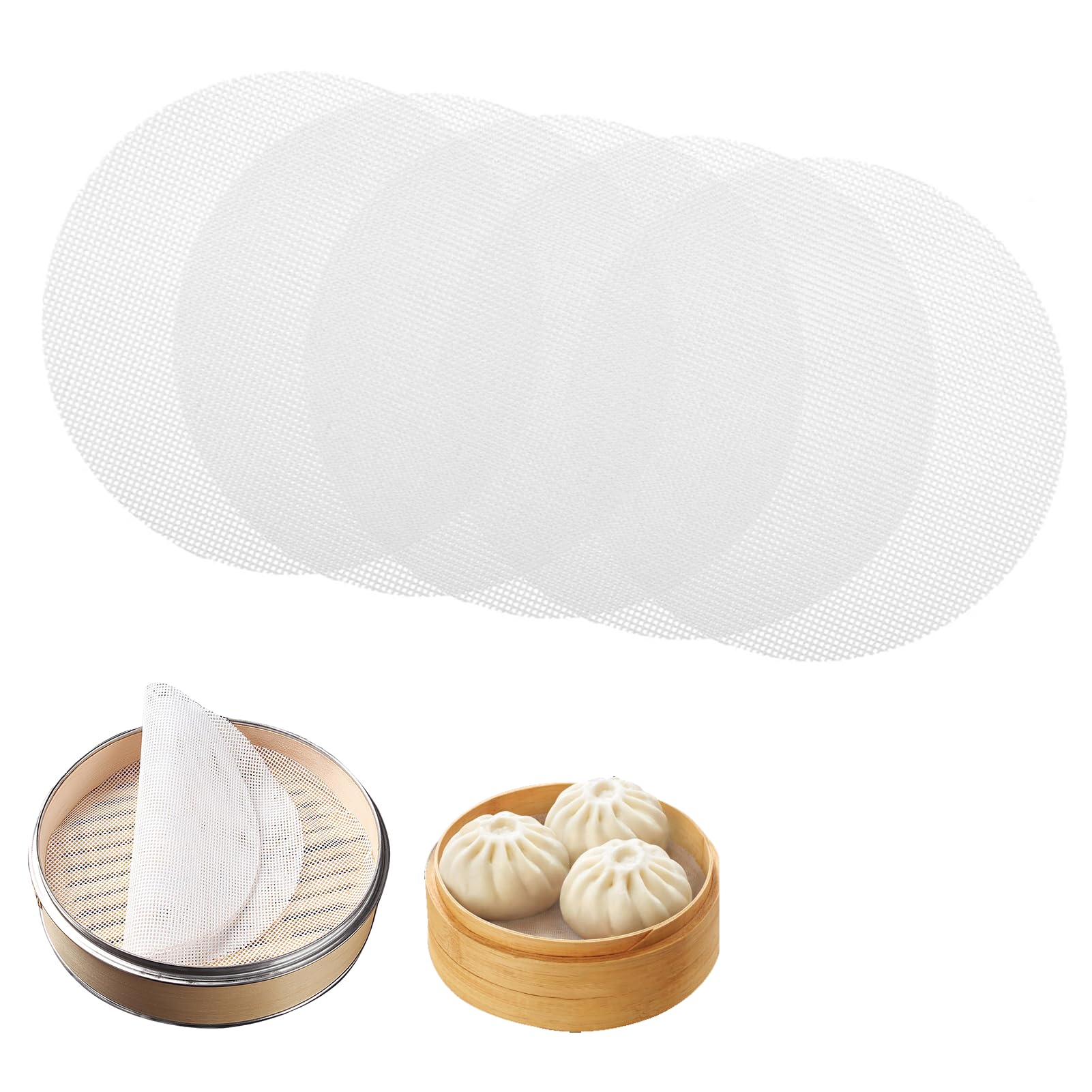 5pcs Silicone Steamer Mat 8 Inch Non-Stick Mats for Dumplings Buns Cooking Dim Sum 20cm Bamboo Steamer Mat for Home Kitchen Cooking Reusable Steamer Liners Round Mesh Pads