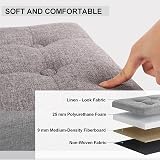 Dripex Large Folding Storage Ottoman Grey Linen 80L 76x38x38 cm view 4