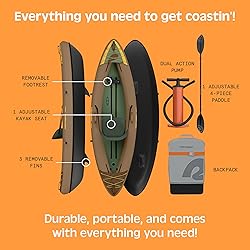 Retrospec Coaster 1 Person Inflatable Kayak, 220lb