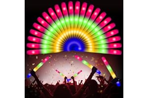 VICHTOP Christmas Foam Glow Sticks - 40pcs LED Foam Light Up Glow Sticks Bulk Party Pack with 3 Modes Flashing Modes, Glow in The Dark Party Supplies for Party Favors, Birthday, Concerts, Carnival, Wedding