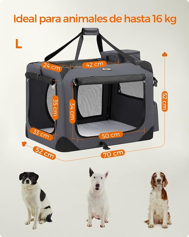 Transportadora para cães, dobrável, tecido Oxford, tamanho L