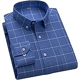 Cromoncent Mens Long Sleeve Oxford Button Down Shirts Casual Dress Shirt for Men,100% Cotton,Plaid/Stripes Shirts