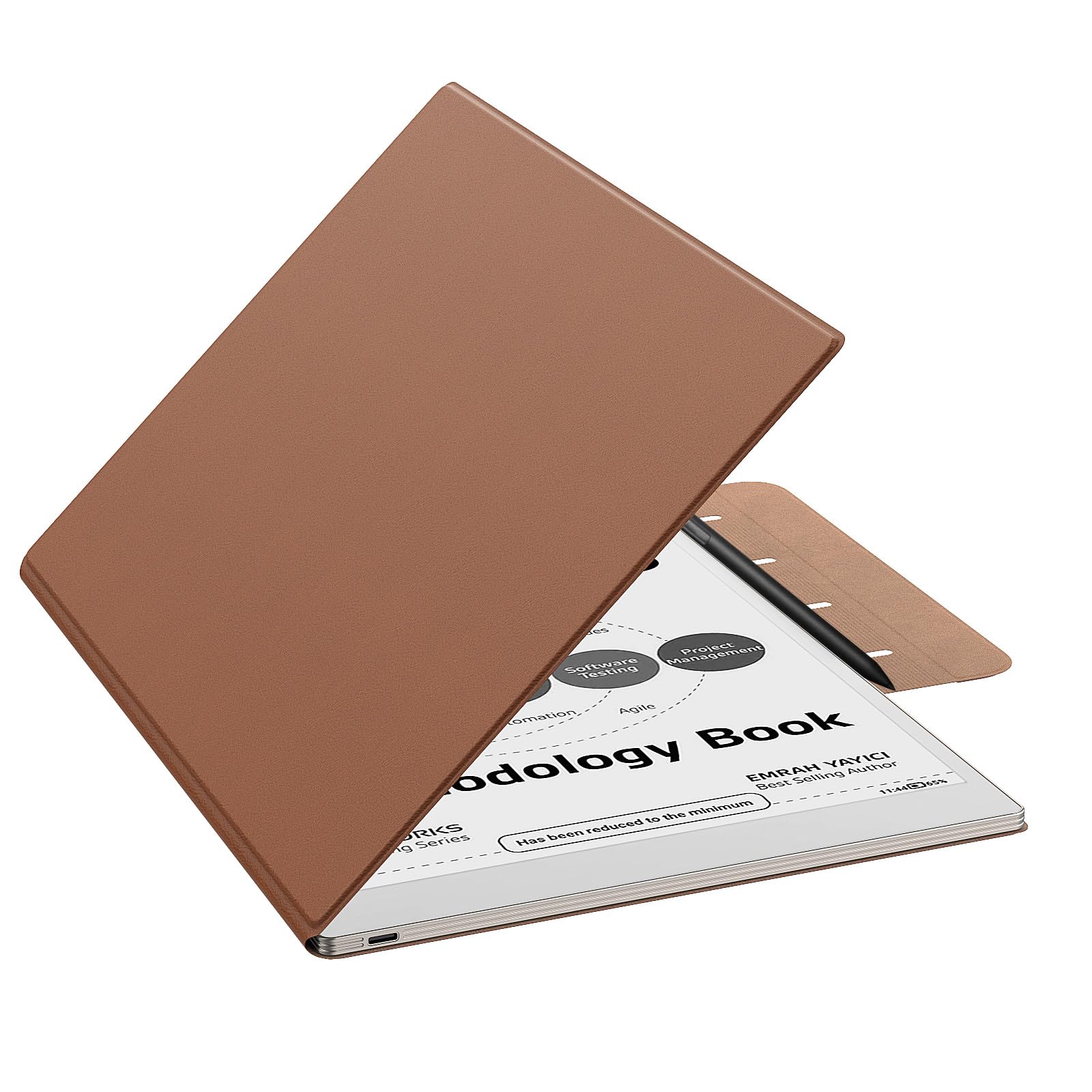 MoKo Case for Remarkable Paper Pro 2024 11.8", Lightweight Ultra-Thin Magnetic Case with Wide Pen Protective Clasp, Auto Sleep/Wake for Remarkable Pro 11.8", Brown