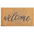 KANKUN Coco Coir Door Mat with Heavy Duty Backing, Welcome Doormat (17" x 30"), Doormat Indoor Entrance (Cursive Welcome 2)